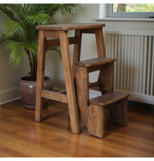 Драбина дерев'яна складана на 3 сходинки для дому, фотостудія Драбина-трансформер побутова розкладна Полісандр