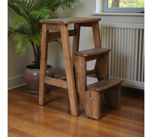 Drewniana składana drabina z 3 stopniami do domu, studia fotograficznego. Domowa składana drabina-transformator, Polysander