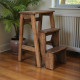 Drewniana składana drabina z 3 stopniami do domu, studia fotograficznego. Domowa składana drabina-transformator, Polysander