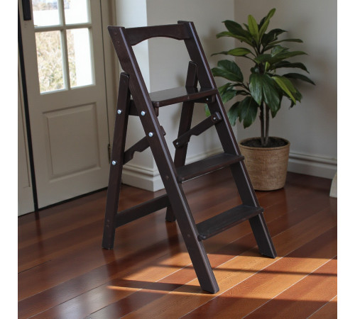 Драбина дерев'яна побутова на 3 сходинки для дому, фотостудії Сходи трансформер легкі складні розкладні Кипарис