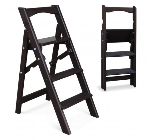 Драбина дерев'яна побутова на 3 сходинки для дому, фотостудії Сходи трансформер легкі складні розкладні Кипарис