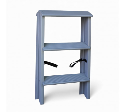 Дерев’яна драбина на 3 сходинки Побутова складана стрем'янка для дому, кухні, фотостудії побутові розкладні Вестерн Сірий