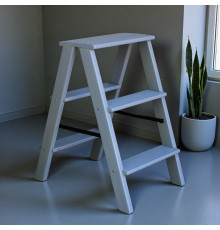 Дерев’яна драбина на 3 сходинки Побутова складана стрем'янка для дому, кухні, фотостудії побутові розкладні Вестерн Сірий
