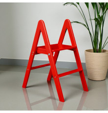 Klappbare Holzleiter mit 2 Stufen, Haushalts-Klappleiter für Zuhause, Küche, Fotostudio, Faltbare Leiter, Rot