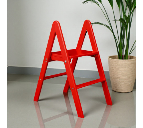 Klappbare Holzleiter mit 2 Stufen, Haushalts-Klappleiter für Zuhause, Küche, Fotostudio, Faltbare Leiter, Rot