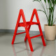 Klappbare Holzleiter mit 2 Stufen, Haushalts-Klappleiter für Zuhause, Küche, Fotostudio, Faltbare Leiter, Rot