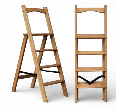 Drewniana składana drabina przystawna Elegancka i praktyczna do domu Drabina domowa z poręczą Mleko