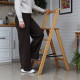 Drewniana składana drabina przystawna Elegancka i praktyczna do domu Drabina domowa z poręczą Mleko