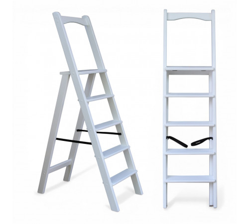Дерев’яна розкладна драбина з поручнем Побутова висока стрем’янка для дому