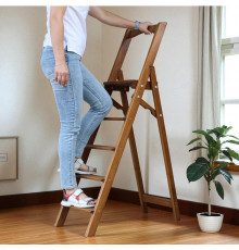 Драбина дерев'яна складана на 5 сходинок для дому, фотостудії Сходи трансформер побутові розкладні Горіх темний