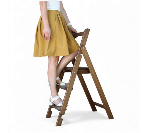 Drewniana składana drabina z 3 stopniami do domu, studia fotograficznego. Składana drabina transformatorowa do użytku domowego, Polysander.
