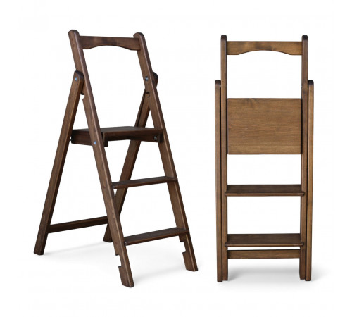 Drewniana składana drabina z 3 stopniami do domu, studia fotograficznego. Składana drabina transformatorowa do użytku domowego, Polysander.