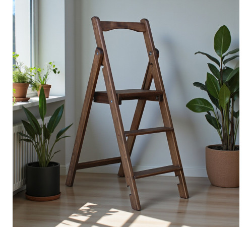 Drewniana składana drabina z 3 stopniami do domu, studia fotograficznego. Składana drabina transformatorowa do użytku domowego, Polysander.