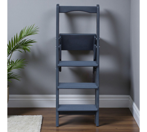 Drewniana składana drabina z 4 stopniami do domu, studia fotograficznego. Domowa składana drabina transformatorowa.