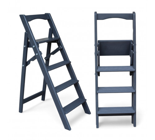 Drewniana składana drabina z 4 stopniami do domu, studia fotograficznego. Domowa składana drabina transformatorowa.
