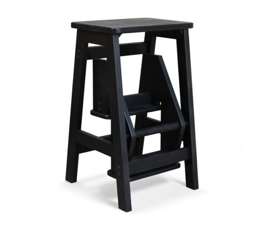 Drewniana składana drabina z 3 stopniami do domu i studia fotograficznego. Składana drabina domowa – Transformer, czarna