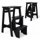 Drewniana składana drabina z 3 stopniami do domu i studia fotograficznego. Składana drabina domowa – Transformer, czarna