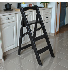 Драбина дерев'яна побутова на 3 сходинки для дому, фотостудії Сходи трансформер легкі складні розкладні Чорний