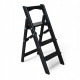 Dreistufige Holzleiter für Zuhause und Fotostudio. Leicht, faltbar, schwarz.