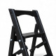 Dreistufige Holzleiter für Zuhause und Fotostudio. Leicht, faltbar, schwarz.