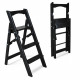 Dreistufige Holzleiter für Zuhause und Fotostudio. Leicht, faltbar, schwarz.