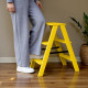 Дерев’яна драбина на 3 сходинки Побутова складана стрем'янка для дому, кухні, фотостудії побутові розкладні Вестерн Жовтий