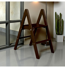 Holzleiter mit 2 Stufen, klappbare Haushaltsleiter für Zuhause, Küche, Fotostudio, faltbare Leiter, Schokoladenbraun