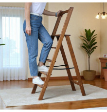 Klappbare Holzleiter mit Handlauf, hohe Haushaltsleiter für Zuhause