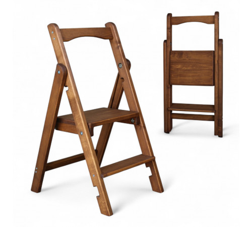 Drewniana drabina składana z 2 stopniami. Domowa składana drabina do domu, kuchni, studia fotograficznego. Składana drabina transformatorowa.