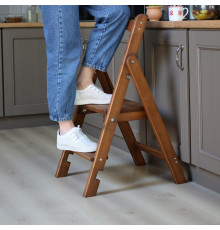 Дерев'яна стрем'янка на 2 сходинки Побутова складна стрем'янка для дому, кухні, фотостудії Сходи трансформер розкладні