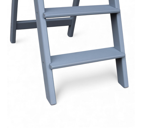 Wooden folding ladder with 5 steps for home, photo studio. Household folding transformer ladder, Light gray