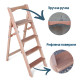 Wooden folding ladder with 5 steps for home, photo studio. Household folding transformer ladder, Light gray