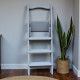 Wooden folding ladder with 5 steps for home, photo studio. Household folding transformer ladder, Light gray