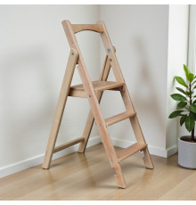 Драбина дерев'яна складана на 3 сходинки для дому, фотостудія Драбина-трансформер побутова розкладна Бежевий