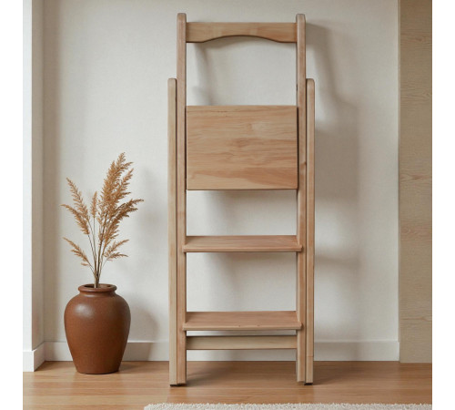 Drewniana składana drabina z 3 stopniami do domu i studia fotograficznego. Składana drabina domowa Transformer Beige