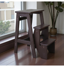 Драбина дерев'яна складана на 3 сходинки для дому, фотостудія Драбина-трансформер побутова розкладна Шоколад