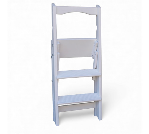 Drewniana drabina domowa z 3 stopniami do domu, studia fotograficznego. Drabina Transformer, lekka, składana, biała.