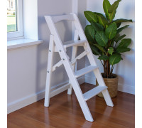 Лестница деревянная бытовая на 3 ступени для дома, фотостудии Лестница трансформер легкие складные раскладные Белый