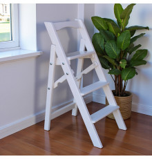 Драбина дерев'яна побутова на 3 сходинки для дому, фотостудії Сходи трансформер легкі складні розкладні Білий