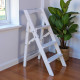 Drewniana drabina domowa z 3 stopniami do domu, studia fotograficznego. Drabina Transformer, lekka, składana, biała.