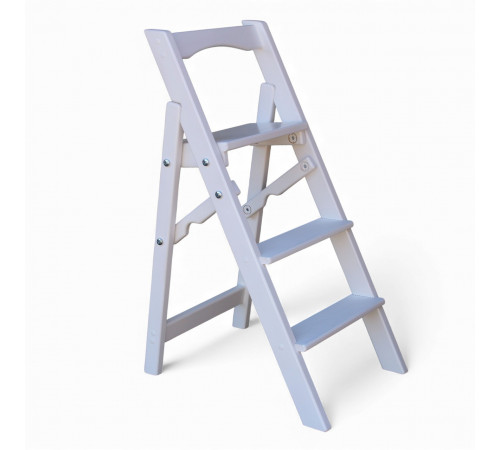 Drewniana drabina domowa z 3 stopniami do domu, studia fotograficznego. Drabina Transformer, lekka, składana, biała.