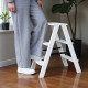 Dreistufige Holzklappleiter für den Haushalt, Küche und Fotostudio, Western White