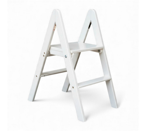 Zweistufige Holzleiter, klappbar, für Haushalt, Küche, Fotostudio, Faltbare Leiter, Weiß