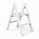Zweistufige Holzleiter, klappbar, für Haushalt, Küche, Fotostudio, Faltbare Leiter, Weiß