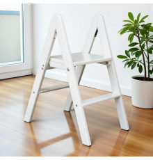Дерев'яна драбина на 2 щаблі Побутова складана драбина для дому, кухні, фотостудії Драбина трансформер розкладна Білий