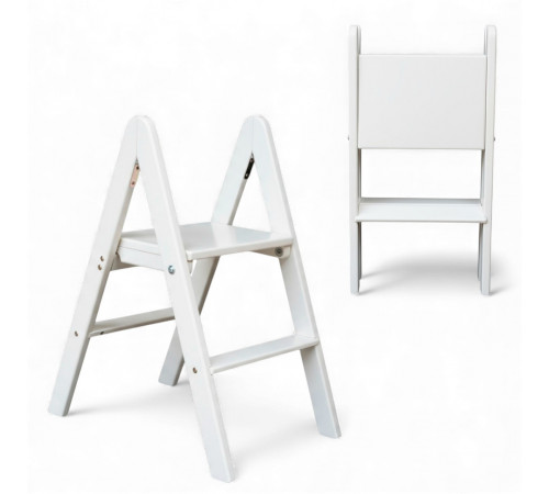 Zweistufige Holzleiter, klappbar, für Haushalt, Küche, Fotostudio, Faltbare Leiter, Weiß