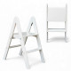 Zweistufige Holzleiter, klappbar, für Haushalt, Küche, Fotostudio, Faltbare Leiter, Weiß