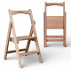Drewniana drabina składana z 2 stopniami Domowa drabina składana do domu, kuchni, studia fotograficznego Składana drabina transformatorowa Jasne drewno