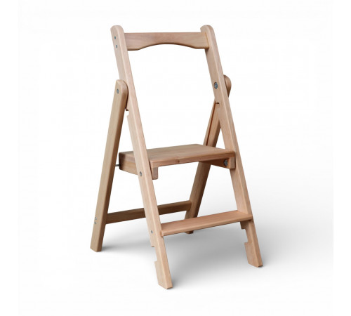 Drewniana drabina składana z 2 stopniami Domowa drabina składana do domu, kuchni, studia fotograficznego Składana drabina transformatorowa Jasne drewno