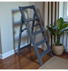 Драбина дерев'яна складана на 5 сходинок для дому, фотостудії Сходи трансформер побутові розкладні Сірий графіт